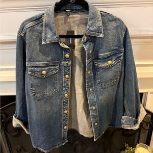 Express Blue Denim Jacket with Gold Buttons